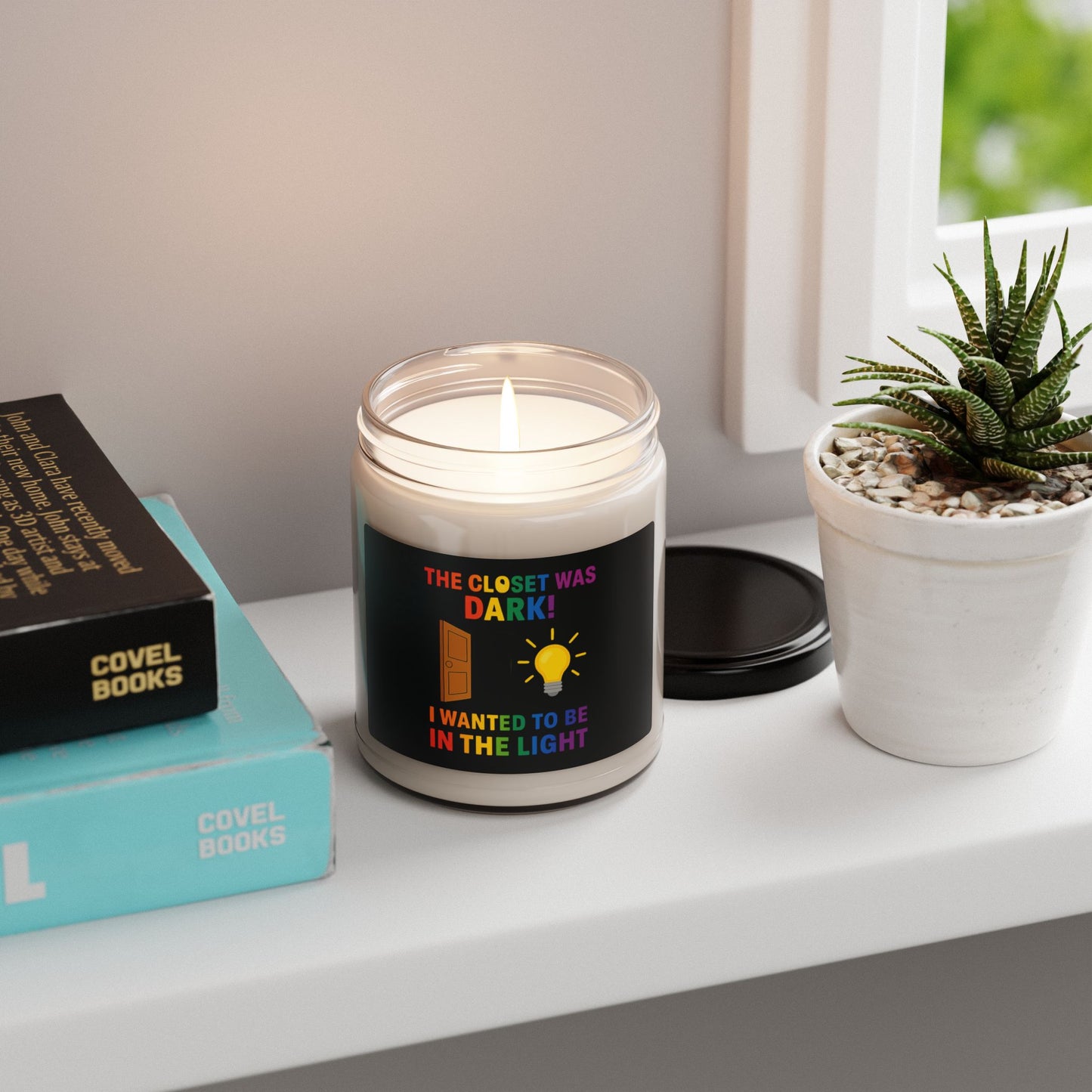 Soy Candle — "The Closet Was Dark! I Wanted to Be in the Light" (9oz, Pride Rainbow)